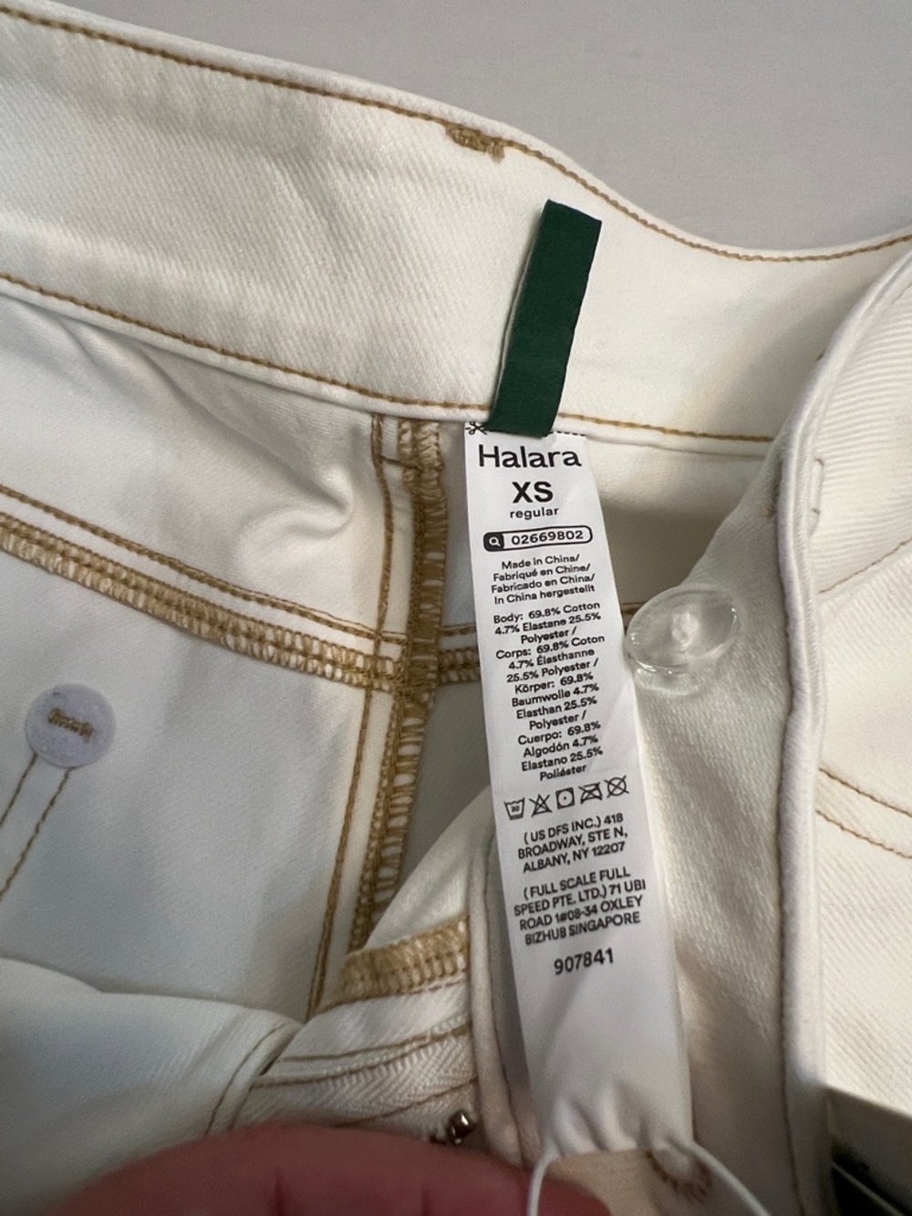 HALARA ASYMMETRIC WHITE STRETCH DENIM WIDE LEG JEANS PANTS  SIZE XS NEW - Picture 10 of 16